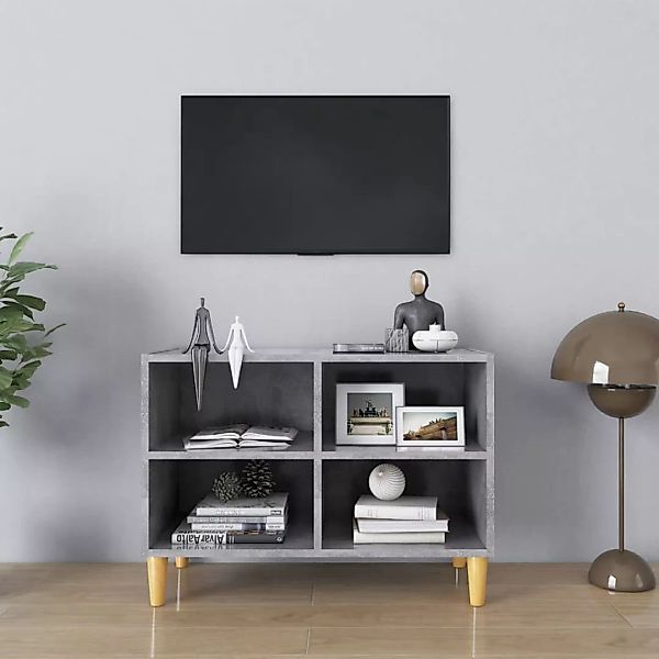 vidaXL TV-Schrank TV-Schrank mit Massivholz-Beinen Betongrau 69,5x30x50 cm günstig online kaufen