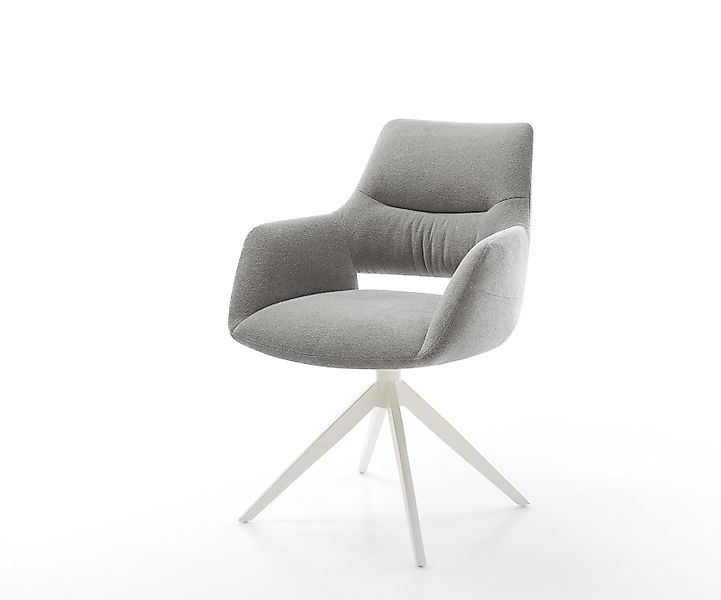 Drehstuhl Yago-Flex mit Armlehnen Strukturstoff Soft Grau Kreuzgestell brei günstig online kaufen