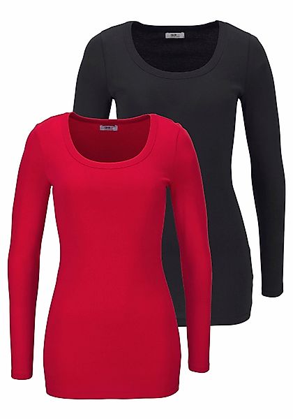 Flashlights Langarmshirt, (Packung, 2 tlg.), sehr figurbetonter Schnitt, Ru günstig online kaufen