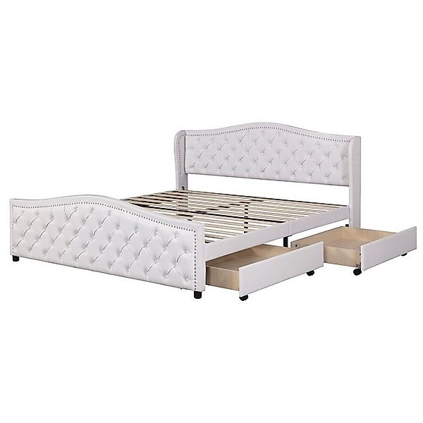 Gotagee Polsterbett Doppelbett Schubkästen+Hohes Kopfteil Stauraumbett PU F günstig online kaufen