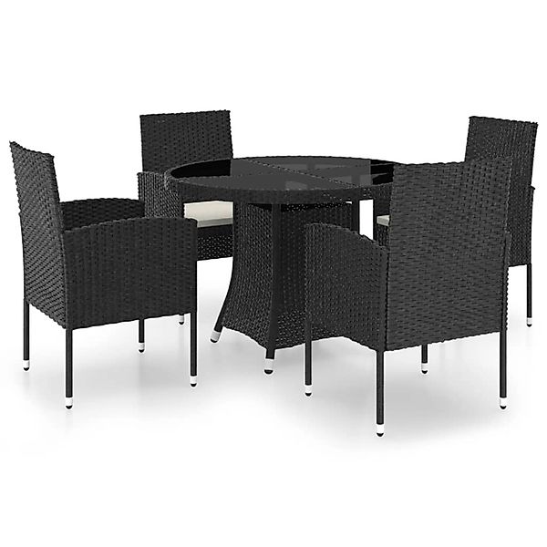 vidaXL 5-tlg Garten-Essgruppe Poly Rattan Schwarz Modell 5 günstig online kaufen