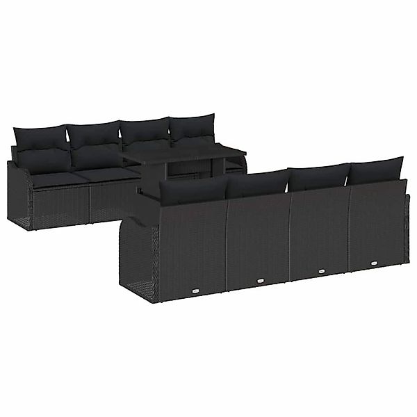 vidaXL Garten-Sofa-Set mit Kissen 7-Tlg Schwarz Poly Rattan 3348429 günstig online kaufen