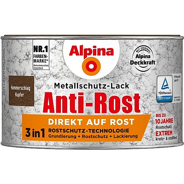 Alpina Metallschutz-Lack Anti-Rost Kupfer Hammerschlag 300 ml günstig online kaufen