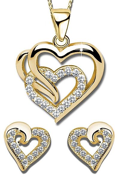 Limana Schmuckset Silber 925 God Rosegold Herz Kette Halskette mit Ohrringe günstig online kaufen