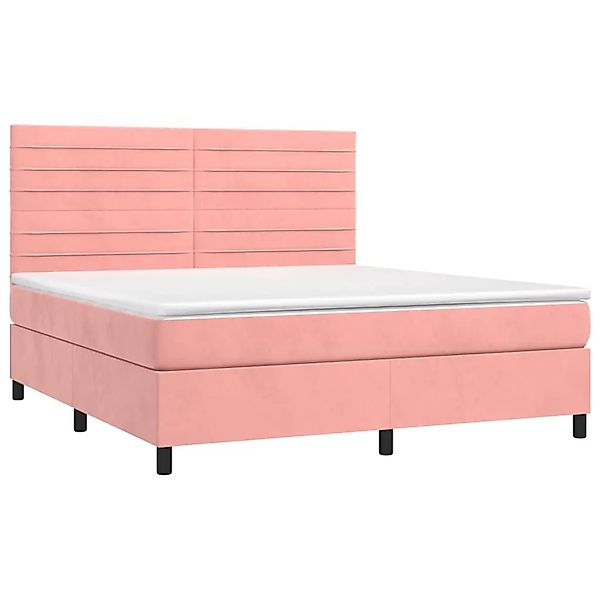 vidaXL Boxspringbett mit Matratze & LED Rosa 180x200 cm Samt 3136202 günstig online kaufen