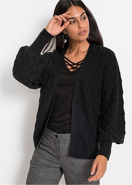 bonprix Ajourstrickjacke Oversize-Passform, Ajour-Muster, femininer Stil, a günstig online kaufen