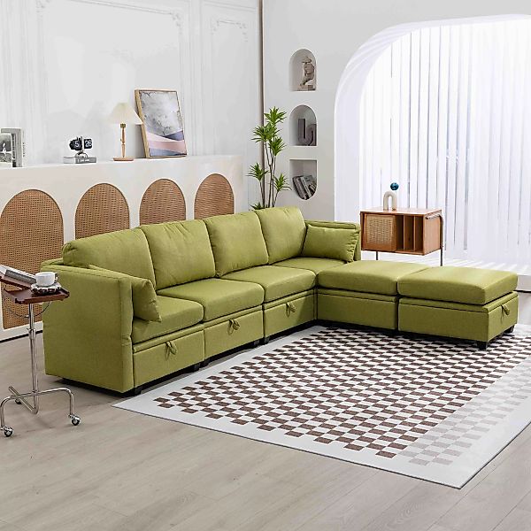 Modulares U-förmiges Ecksofa mit Stauraum, Panorama-Sofa, großes verstellba günstig online kaufen