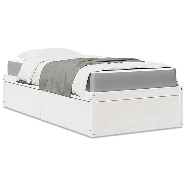 vidaXL Bettgestell Bett mit Matratze Weiß 90x200 cm Massivholz Kiefer Bett günstig online kaufen