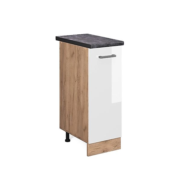 Vicco Apothekerschrank R-Line Weiß Hochglanz/Goldkraft Eiche 30 cm AP Eiche günstig online kaufen