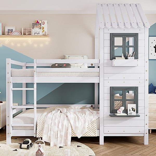 Merax Etagenbett mit Dach, Fenster und günstig online kaufen