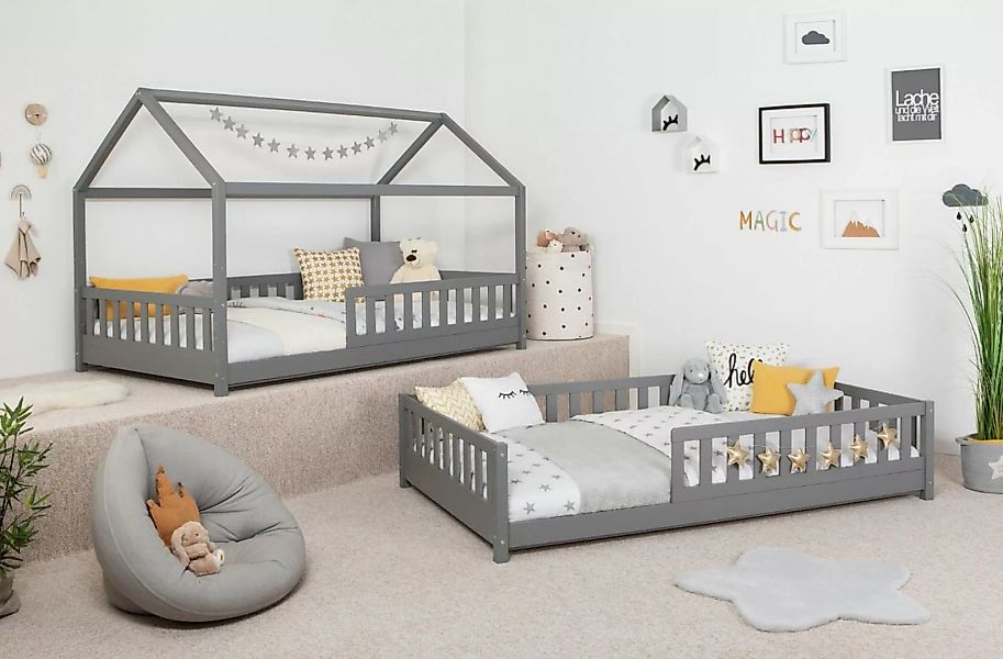 Ticaa Hausbett Kinderbett Bodenbett Hausbett "Duo" Kiefer, • 2-in-1 Kinderb günstig online kaufen