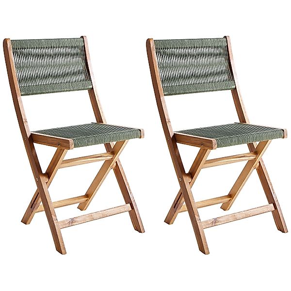 Beliani Gartenstuhl Grün Heller Holzfarbton 50x42x84 günstig online kaufen