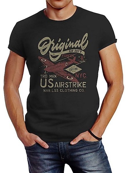 Neverless Print-Shirt Herren T-Shirt US Airforce Army Motiv Spitfire Flugze günstig online kaufen