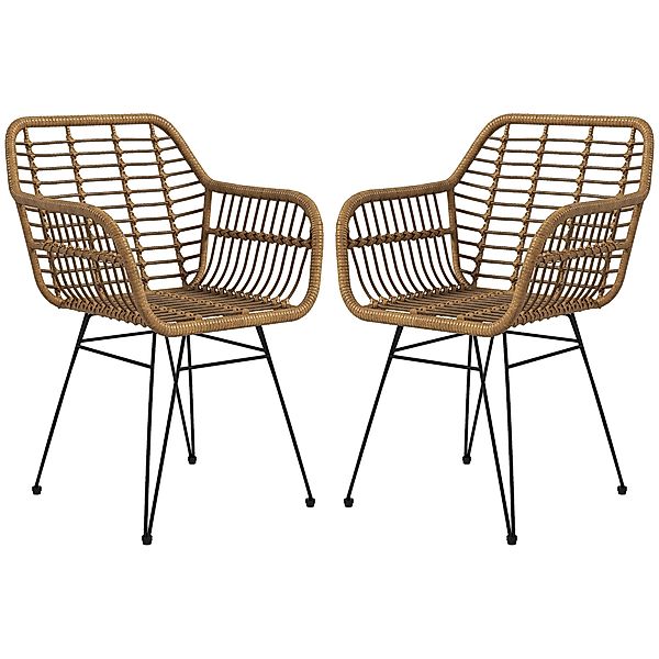 HOMCOM Rattanstühle Esszimmer, bis 120kg, Küchenstühle mit Rückenlehne in R günstig online kaufen