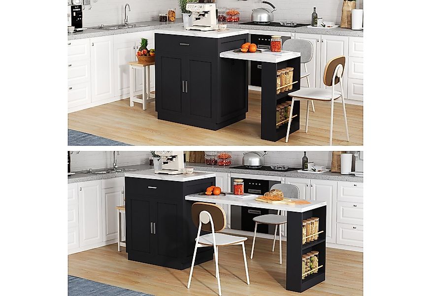 Flieks Kücheninsel mit ausziehbarem Esstisch, (Multifunktionale Küchenschra günstig online kaufen