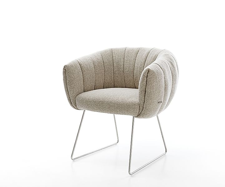 Esszimmerstuhl Jada-Flex Webstoff Soft Beige Kufengestell Edelstahl Taschen günstig online kaufen