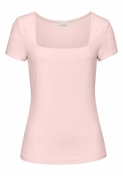 LASCANA T-Shirt, aus bügelfreiem Material, elegantes Kurzarmshirt, doppella günstig online kaufen