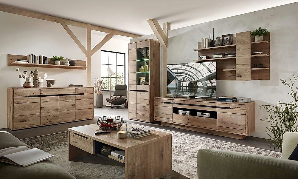moebel-dich-auf Wohnwand BELLINZONA, (Wohnzimmer-Set, Vitrine + günstig online kaufen