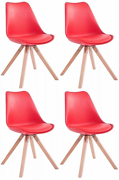 4er Set Stühle Toulouse Kunstleder Natura (eiche) Square Rot günstig online kaufen