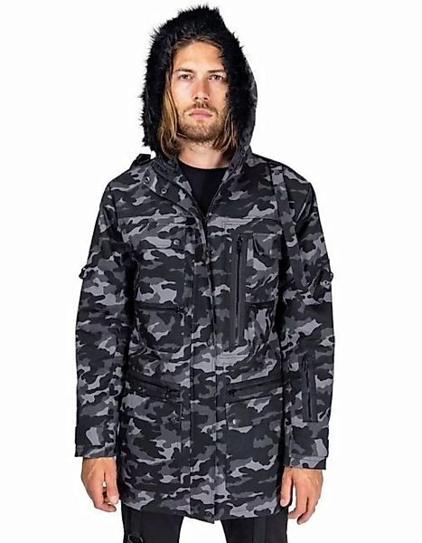 Vixxsin Wintermantel Quillion Parka Jacke Camouflage Grau Schwarz günstig online kaufen