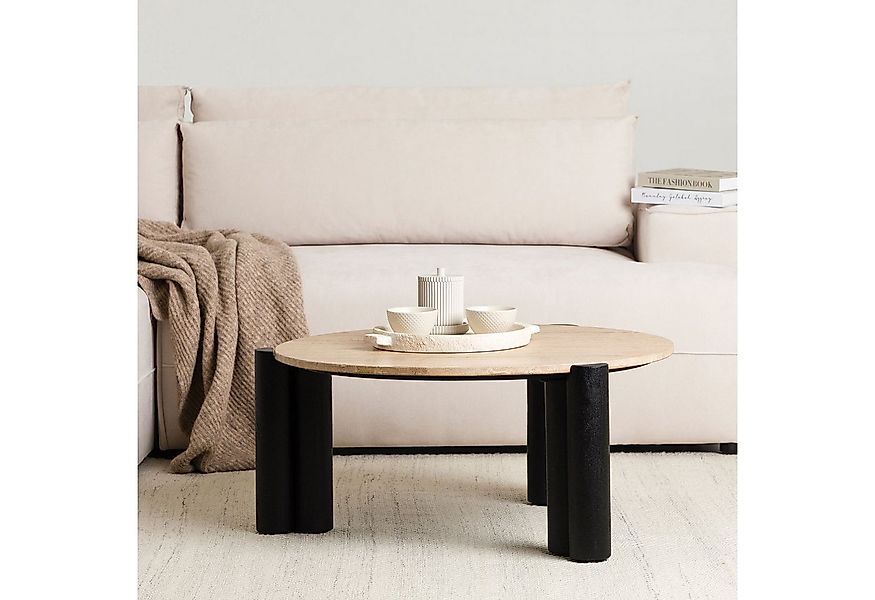 IDIMEX Couchtisch TAPTI, Wohnzimmertisch 80 cm aus Travertin und Mangoholz günstig online kaufen