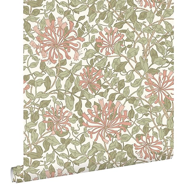ESTAhome Tapete Blumen Graugrün und Terrakotta 50 x 900 cm günstig online kaufen