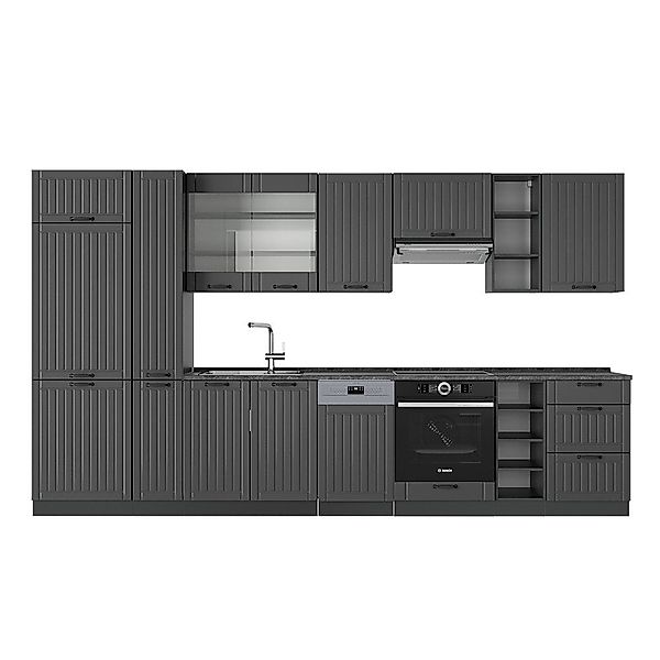 Vicco Küchenzeile Fame-Line, Dunkelgrau/Anthrazit, 355 cm günstig online kaufen