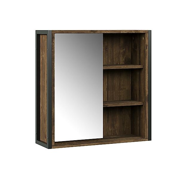 Vicco Badezimmerspiegelschrank Naola, Eiche/Schwarz, 62.2 x 62.5 cm mit 1 S günstig online kaufen