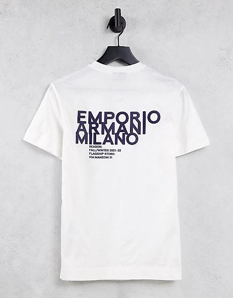 Emporio Armani – T-Shirt in Weiß mit Rückenprint günstig online kaufen