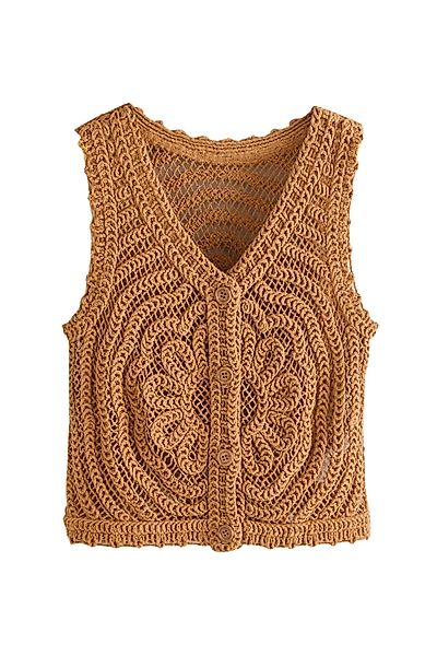 Next Strickjacke Geknöpfte Weste mit Häkelblumen günstig online kaufen
