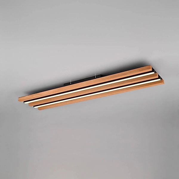 LED-Deckenlampe Fontana, 80 x 20 cm holz/schwarz Holz/Metall günstig online kaufen