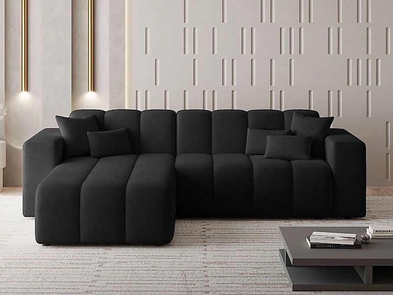 GrainGold Ecksofa L-Form NORK - 265x180 cm, Schwarz, Links, Polyurethanscha günstig online kaufen