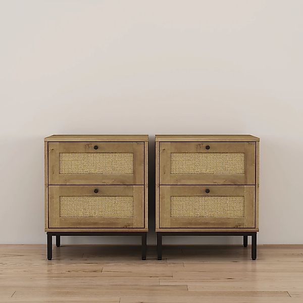 OTTO home Nachtkommode "Motala Nachtschrank Set BOHO Style mit Geflecht Sch günstig online kaufen