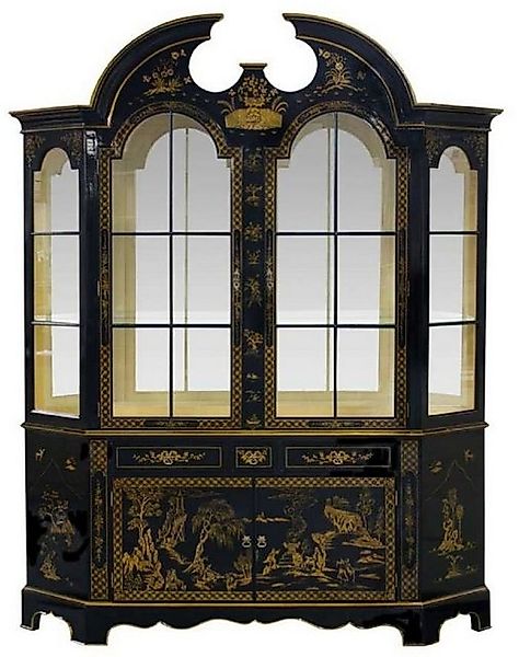 Casa Padrino Vitrine Luxus Barock Vitrine im chinesischen Stil Schwarz / Go günstig online kaufen