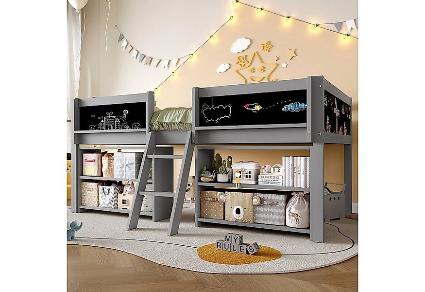 REDOM Kinderbett Stauraumbett, Einzelbett, Funktionsbett (Halbhohes Bett, K günstig online kaufen