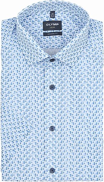 OLYMP Luxor Shortsleeve Hemd Blöcke Blau - Größe 39 günstig online kaufen