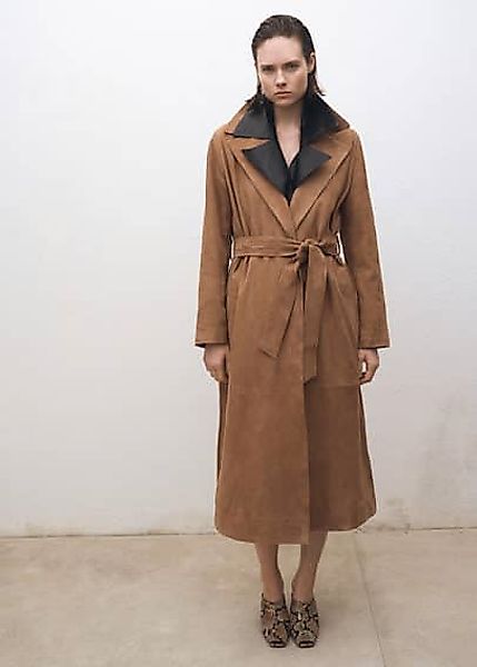 Wildleder-Trenchcoat mit Gürtel günstig online kaufen