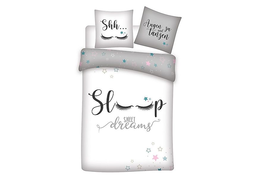 Familando Jugendbettwäsche "Sleep" Sweet Dreams Grau 135x200 80x80 cm für M günstig online kaufen