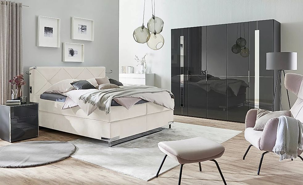 Musterring Boxspringbett Premiumversion Dubai ¦ creme ¦ Maße (cm): B: 217 H günstig online kaufen