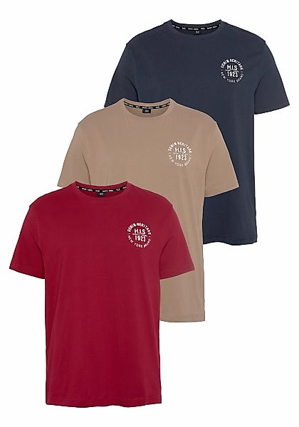 H.I.S T-Shirt Packung, 3er-Pack, 3 Stk. tlg. schmal geschnitten, bedrucktes günstig online kaufen