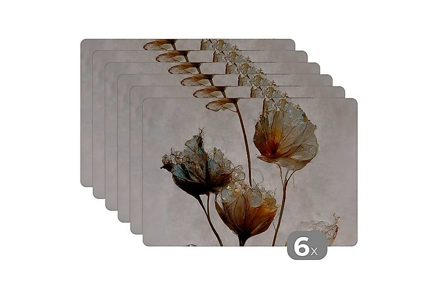 MuchoWow Platzset Vintage - Blumen - Pflanzen - Abstrakt, (6-St), Platzsets günstig online kaufen