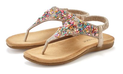 Vivance Sandale "Sommerschuh" Zehentrenner Sandale mit Schmucksteinen VEGAN günstig online kaufen