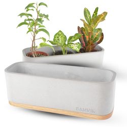 Bannik Blumentopf aus Beton und Holz günstig online kaufen