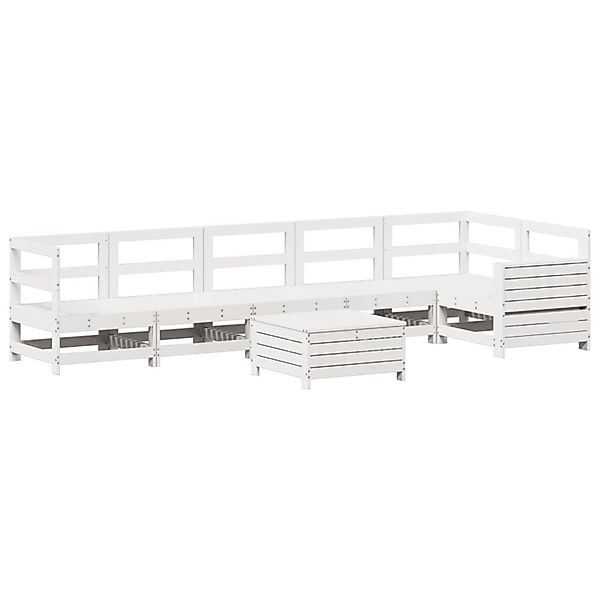 vidaXL 7-Tlg Garten-Sofagarnitur Weiß Massivholz Kiefer 3250873 günstig online kaufen