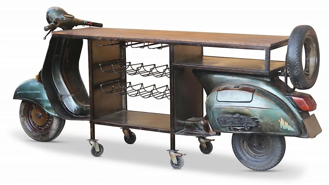 Retro Vintage Sideboard Bar XXL Weinregal Roller Scooter Industrial Loft günstig online kaufen