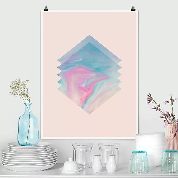 Poster Pinkes Wasser Marmor günstig online kaufen