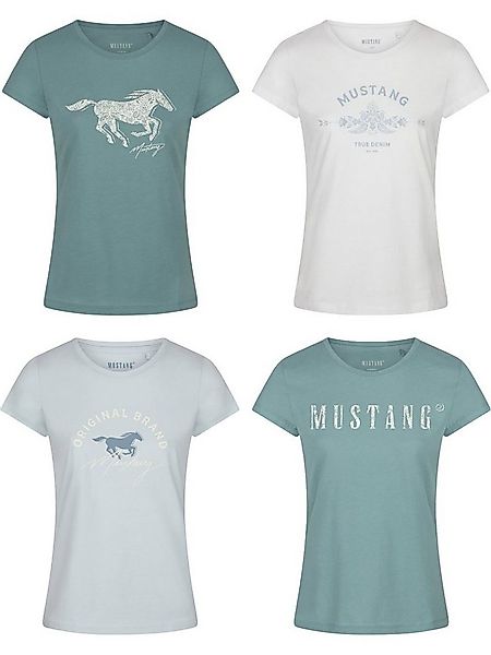 MUSTANG T-Shirt Damen Logo Printshirt Alexia C Logo Slim Fit (4-tlg) Basic günstig online kaufen