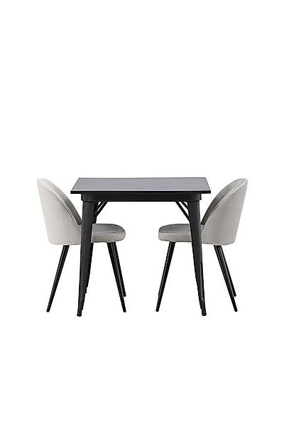 ebuy24 Essgruppe Tempe Essgruppe Tisch schwarz und 2 Velvet Stühle günstig online kaufen