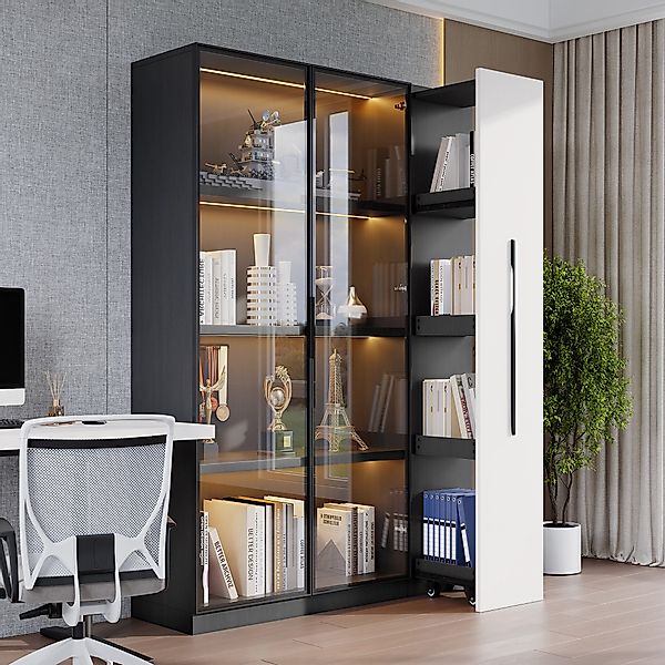 STILVORA Vitrine Vitrine mit LED&Glastür,Seitenauszug,Rollschrank,Aluminium günstig online kaufen