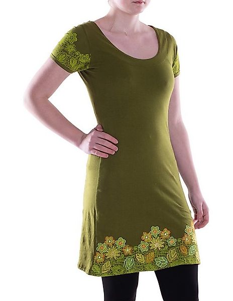 Vishes Sommerkleid Damen A-Linie Kleid Baumwolle Blumen-Muster mit Stickere günstig online kaufen